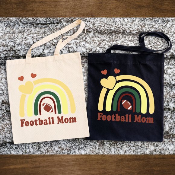 Football MOM Double Strap Shoulder Cotton Canvas Tote Bag - Picture 2 of 2